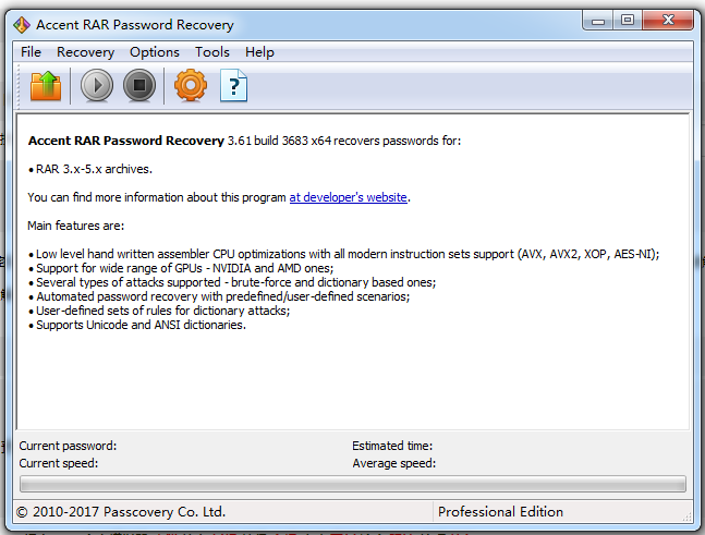 Accent RAR Password Recovery破解版